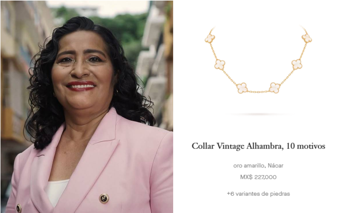 Abelina López explica que collar de lujo no vale 277 mil pesos y es solo acero